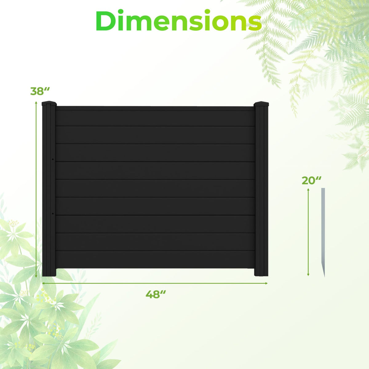 48 x 38 Inch Air Conditioner Fence 3 Panels with Metal Ground Stakes for Patio Backyard-Black-Outdoor Privacy Screens-DECOROLALA