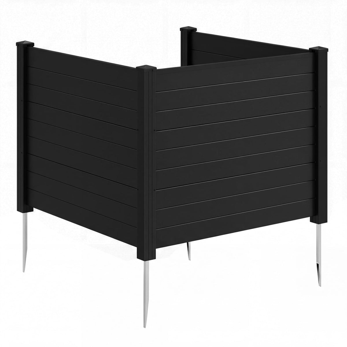 48 x 38 Inch Air Conditioner Fence 3 Panels with Metal Ground Stakes for Patio Backyard-Black-Outdoor Privacy Screens-DECOROLALA