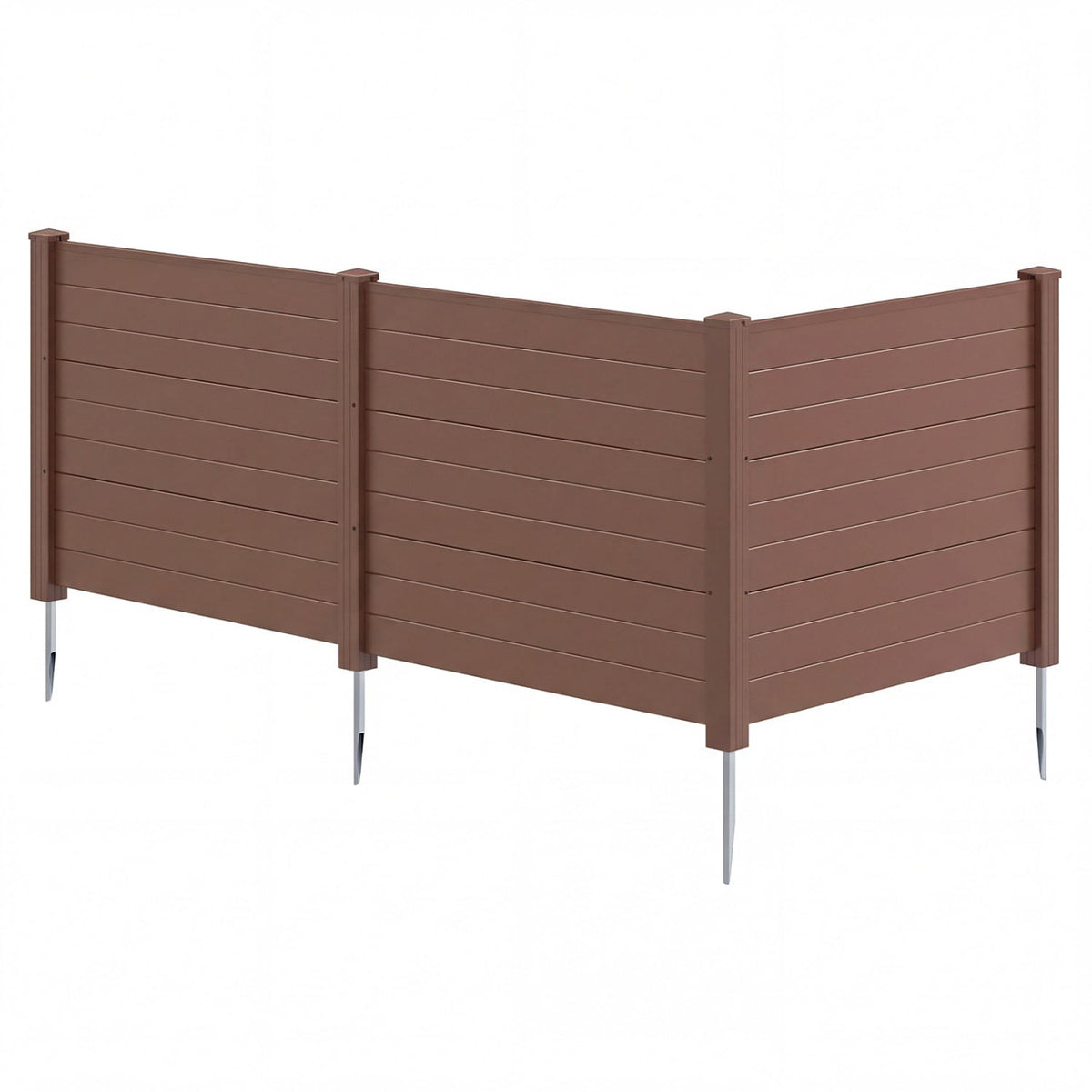48 x 38 Inch Air Conditioner Fence 3 Panels with Metal Ground Stakes for Patio Backyard-Brown-Outdoor Privacy Screens-DECOROLALA