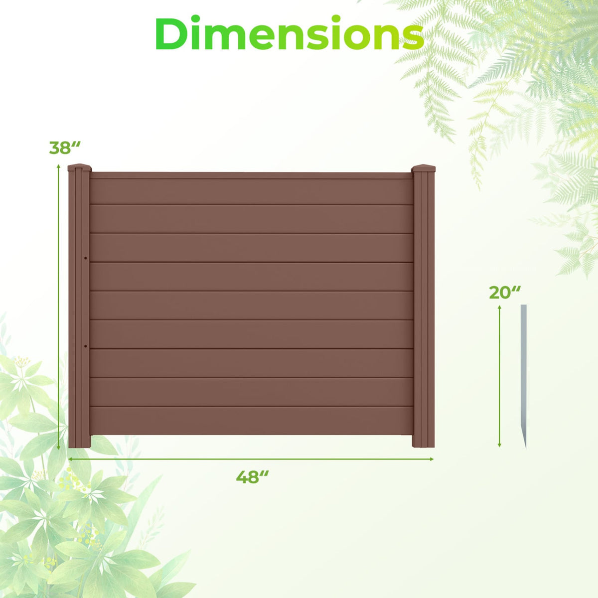 48 x 38 Inch Air Conditioner Fence 3 Panels with Metal Ground Stakes for Patio Backyard-Brown-Outdoor Privacy Screens-DECOROLALA