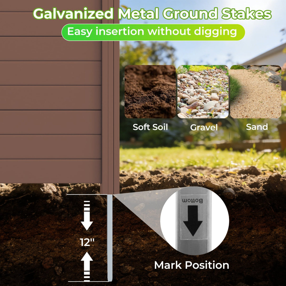 48 x 38 Inch Air Conditioner Fence 3 Panels with Metal Ground Stakes for Patio Backyard-Brown-Outdoor Privacy Screens-DECOROLALA