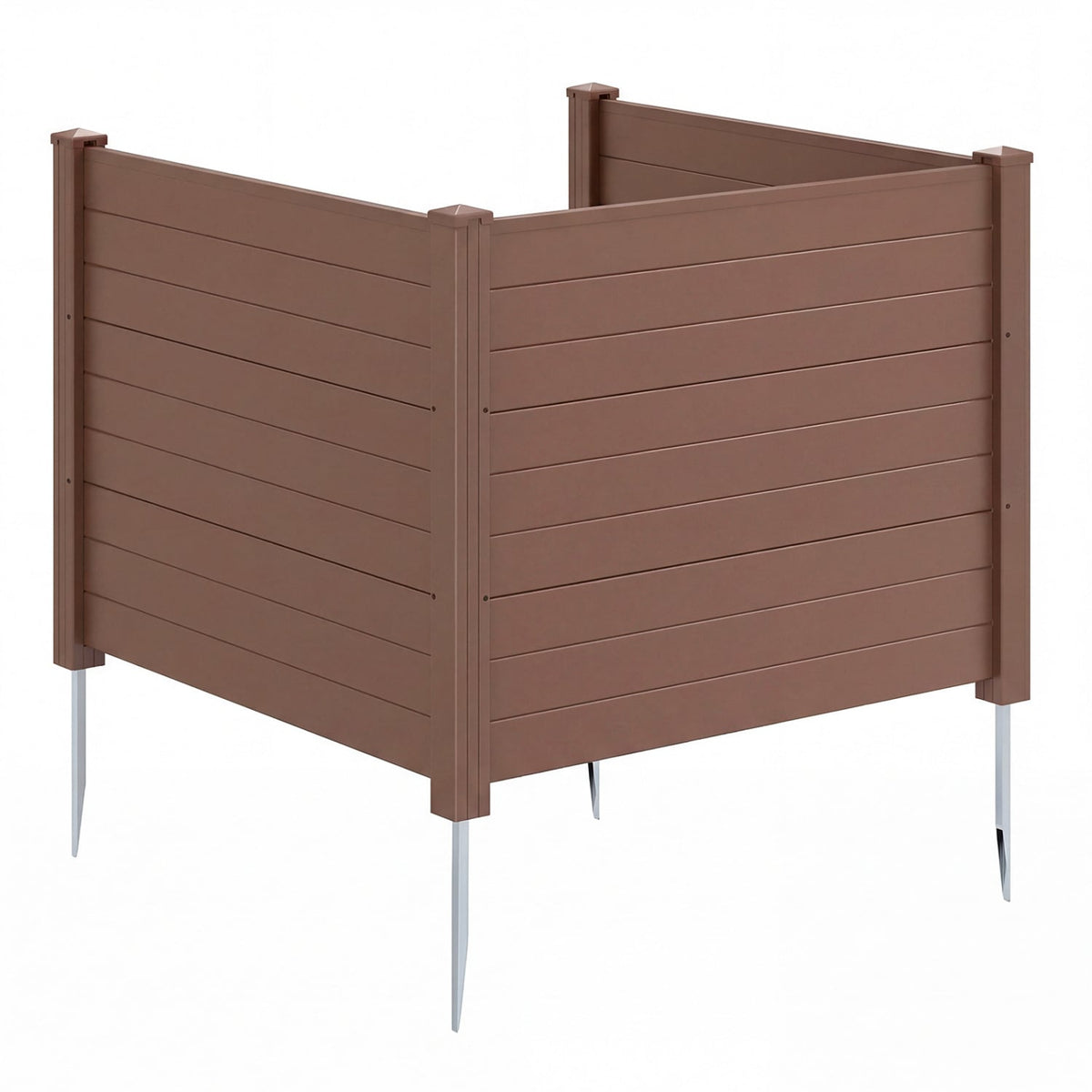 48 x 38 Inch Air Conditioner Fence 3 Panels with Metal Ground Stakes for Patio Backyard-Brown-Outdoor Privacy Screens-DECOROLALA