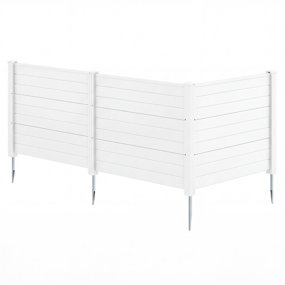 48 x 38 Inch Air Conditioner Fence 3 Panels with Metal Ground Stakes for Patio Backyard-White-Outdoor Privacy Screens-DECOROLALA