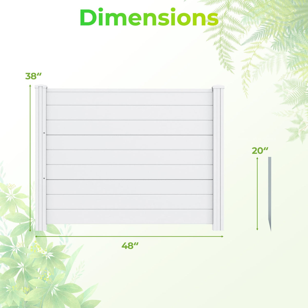 48 x 38 Inch Air Conditioner Fence 3 Panels with Metal Ground Stakes for Patio Backyard-White-Outdoor Privacy Screens-DECOROLALA