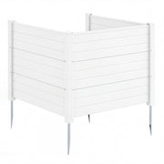 48 x 38 Inch Air Conditioner Fence 3 Panels with Metal Ground Stakes for Patio Backyard-White-Outdoor Privacy Screens-DECOROLALA