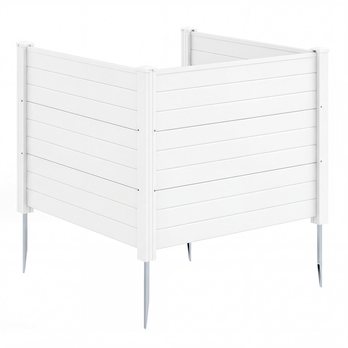 48 x 38 Inch Air Conditioner Fence 3 Panels with Metal Ground Stakes for Patio Backyard-White-Outdoor Privacy Screens-DECOROLALA