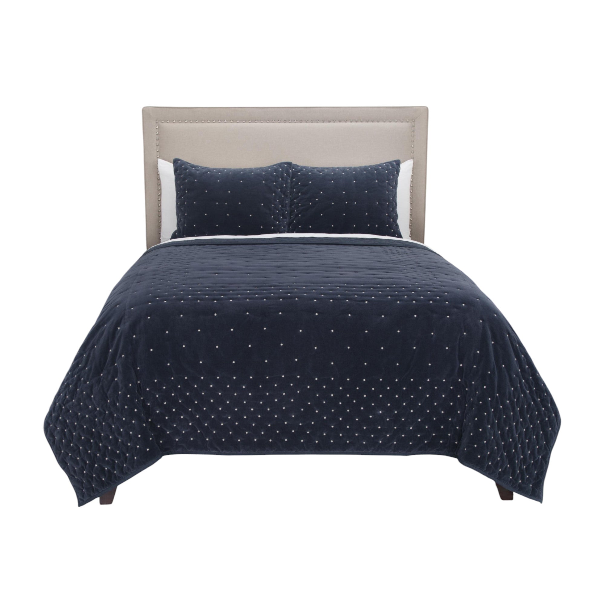 Indigo Polka Dots King Quilt-Comforters and Quilts-DECOROLALA