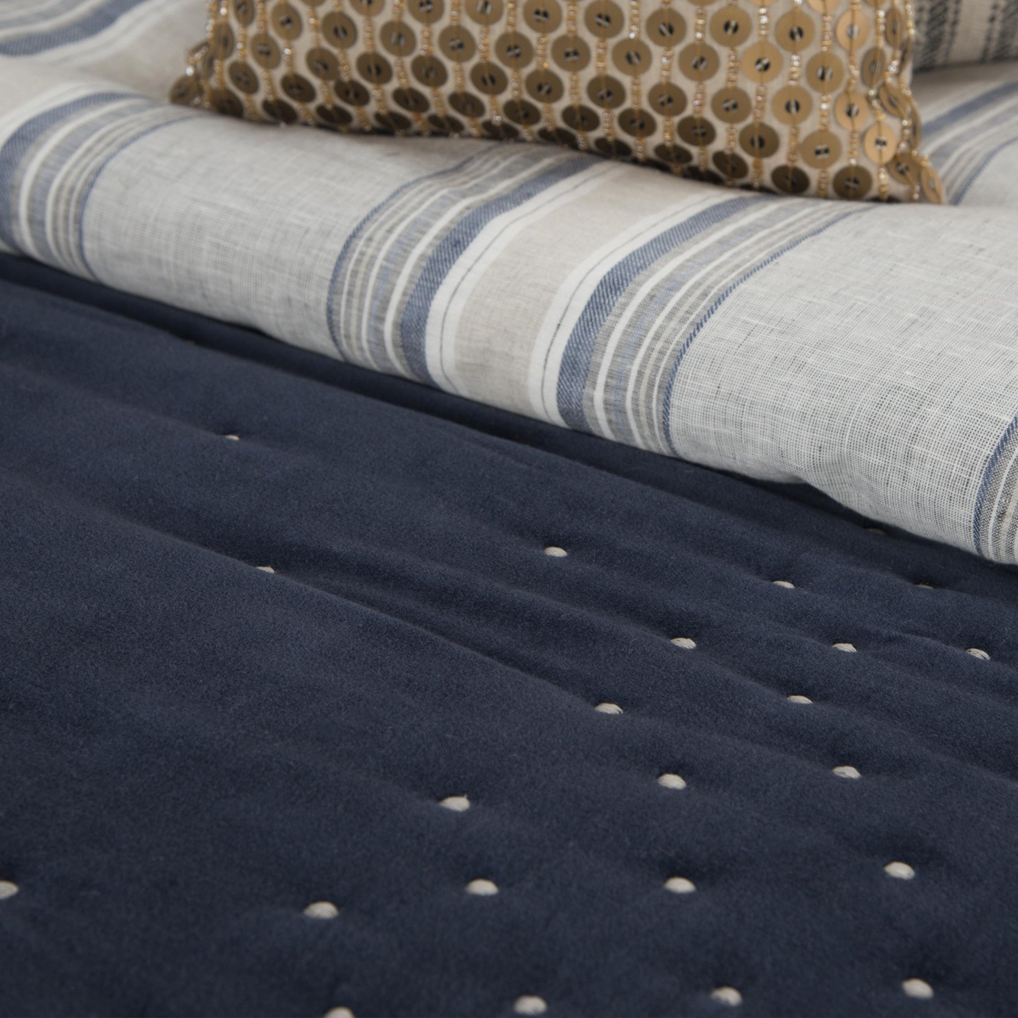 Indigo Polka Dots King Quilt-Comforters and Quilts-DECOROLALA
