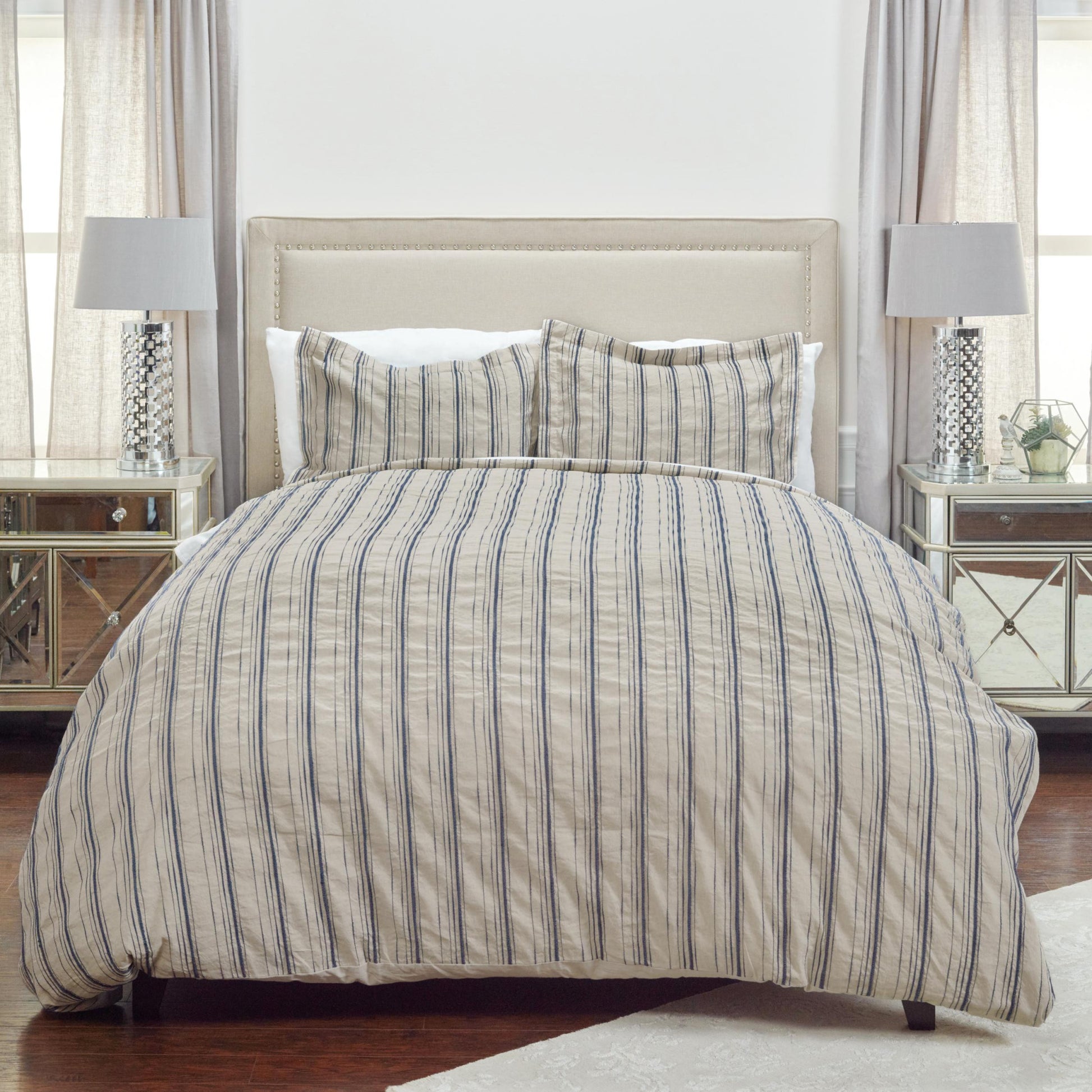 Natural King Linen 300 Thread Count Dry Clean Only Duvet Cover-Down Comforters and Duvets-DECOROLALA