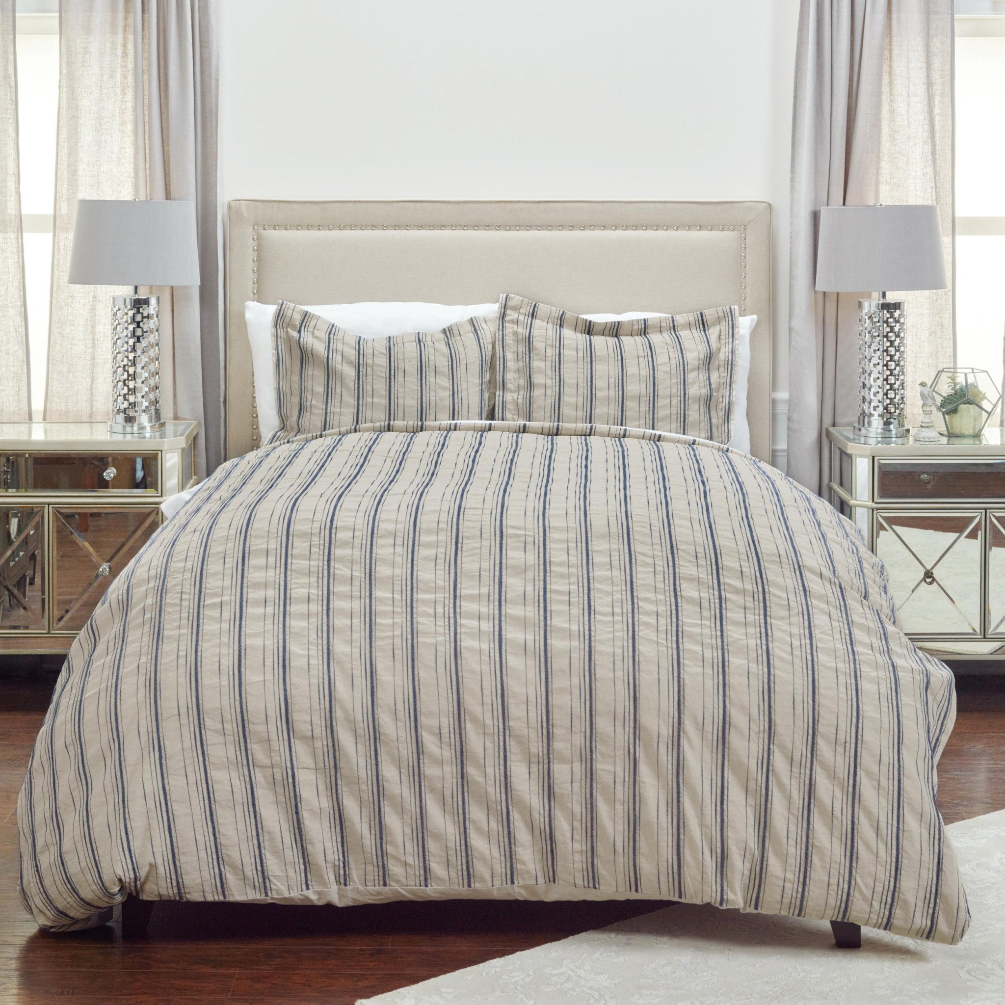 Natural King Linen 300 Thread Count Dry Clean Only Duvet Cover-Down Comforters and Duvets-DECOROLALA