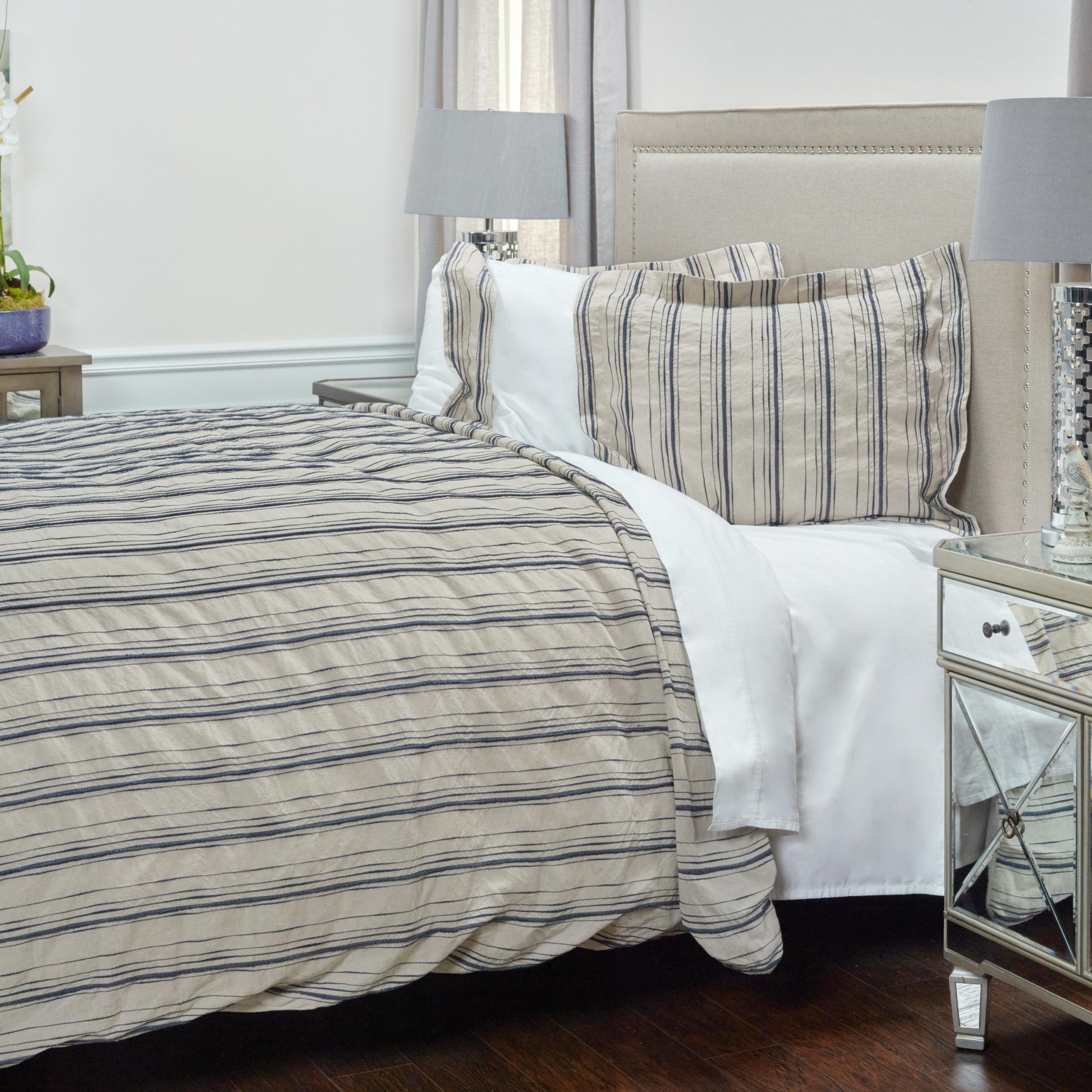 Natural King Linen 300 Thread Count Dry Clean Only Duvet Cover-Down Comforters and Duvets-DECOROLALA