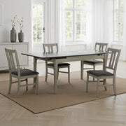 Moore 5-Piece Extendable Dining Set - Gray Rubberwood 59-83"W