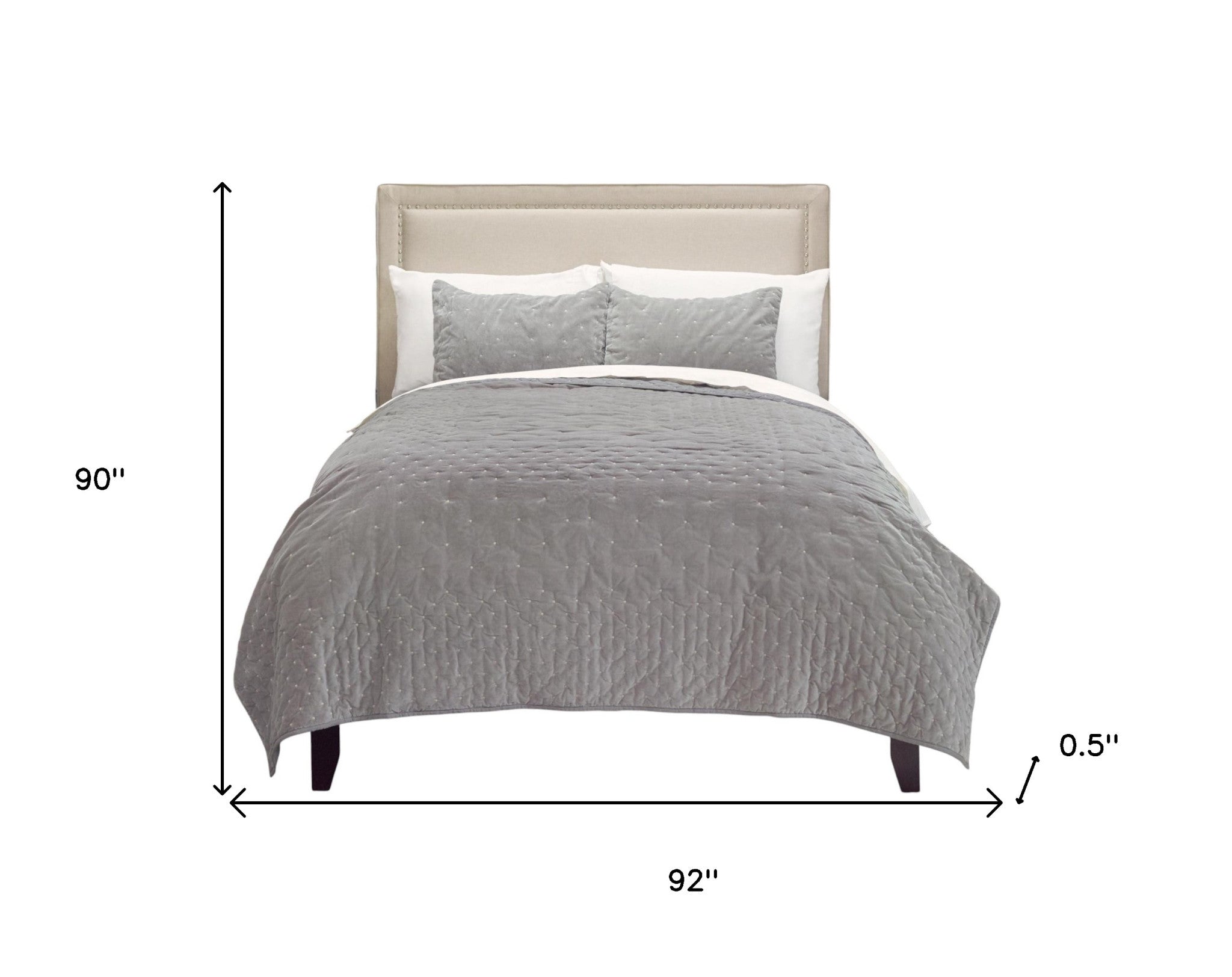 Gray Polka Dots Queen Quilt-Comforters and Quilts-DECOROLALA