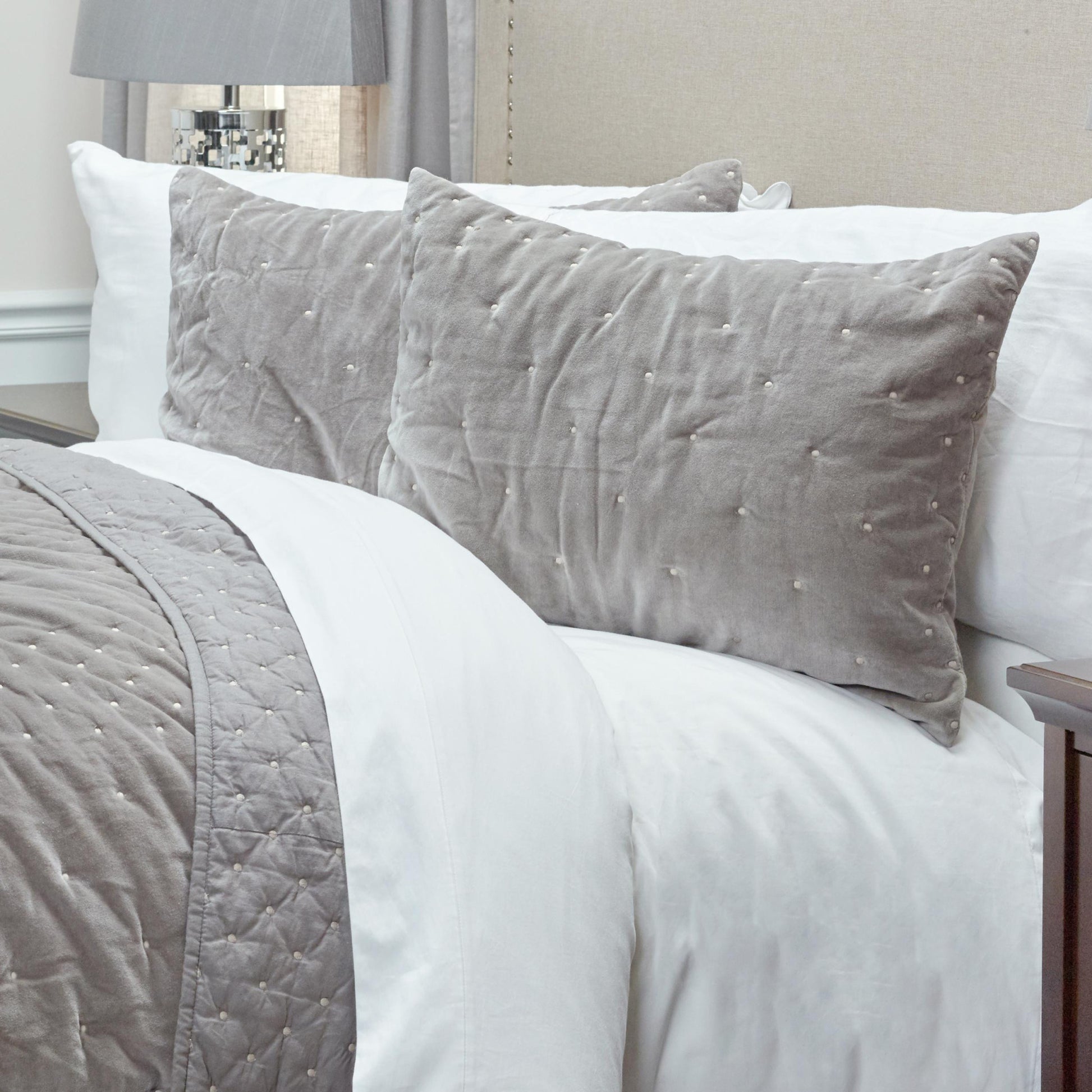 Gray Polka Dots Queen Quilt-Comforters and Quilts-DECOROLALA