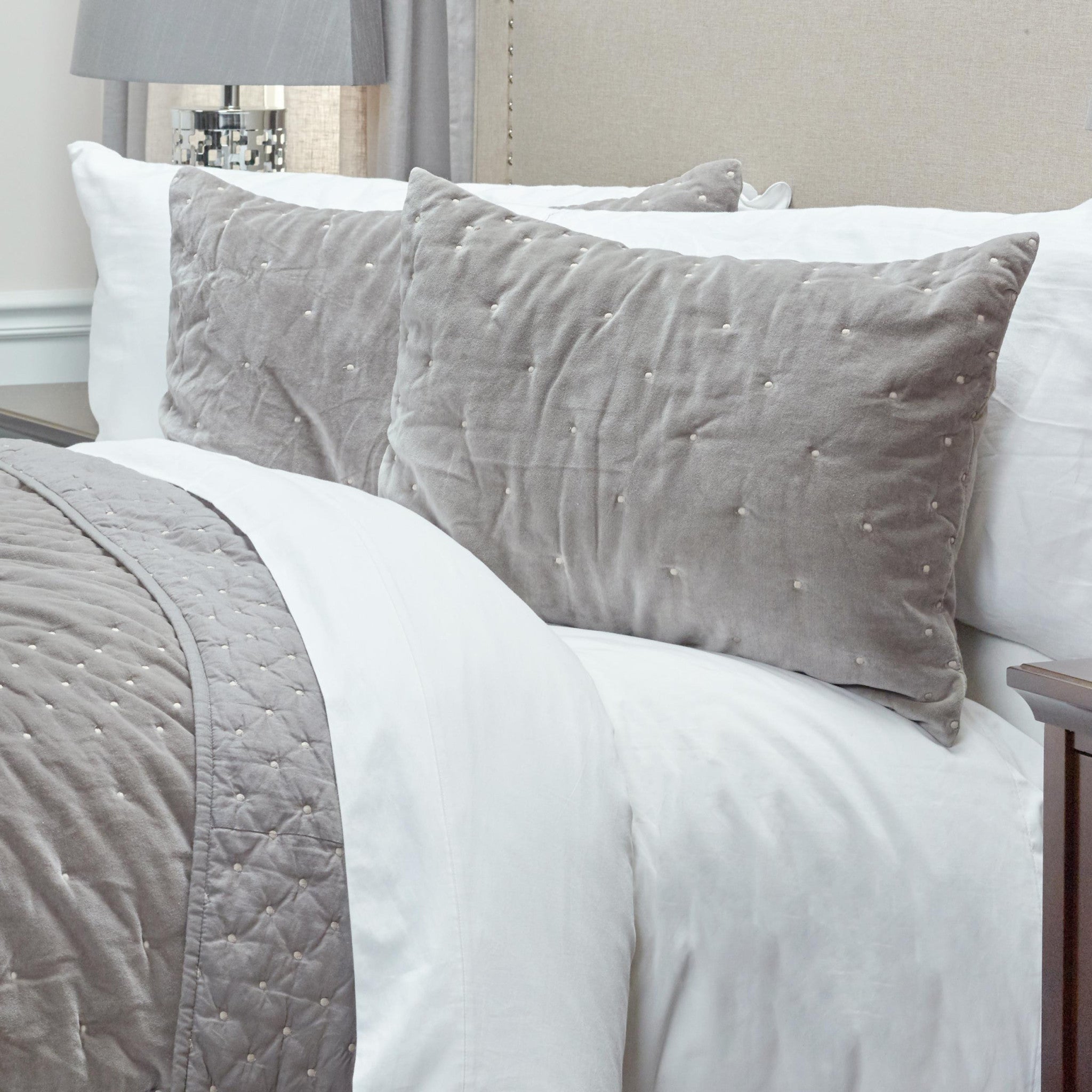 Gray Polka Dots Queen Quilt-Comforters and Quilts-DECOROLALA
