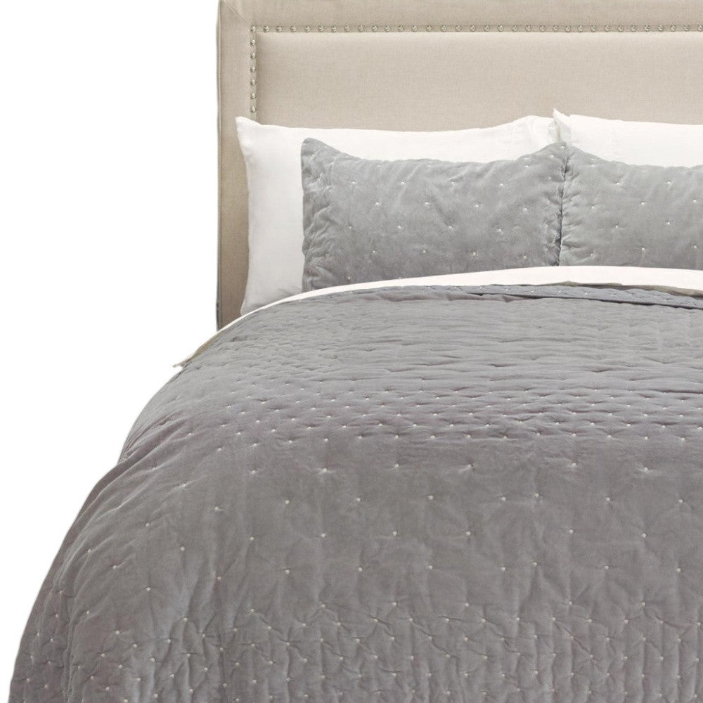 Gray Polka Dots Queen Quilt-Comforters and Quilts-DECOROLALA