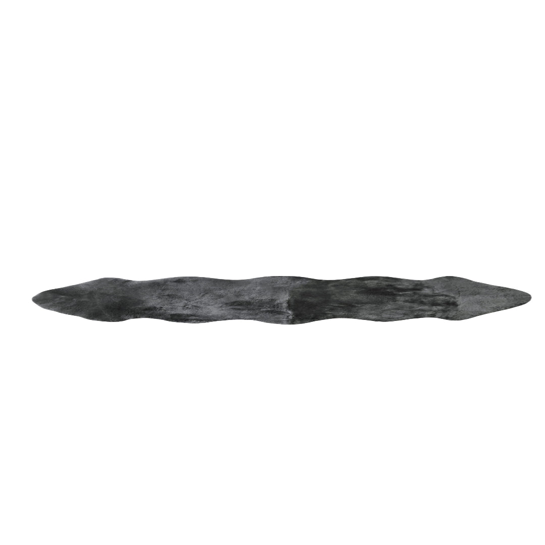 72" X 24" Charcoal Plain Weave Sheepskin Throw Blanket-Throws & Blankets-DECOROLALA
