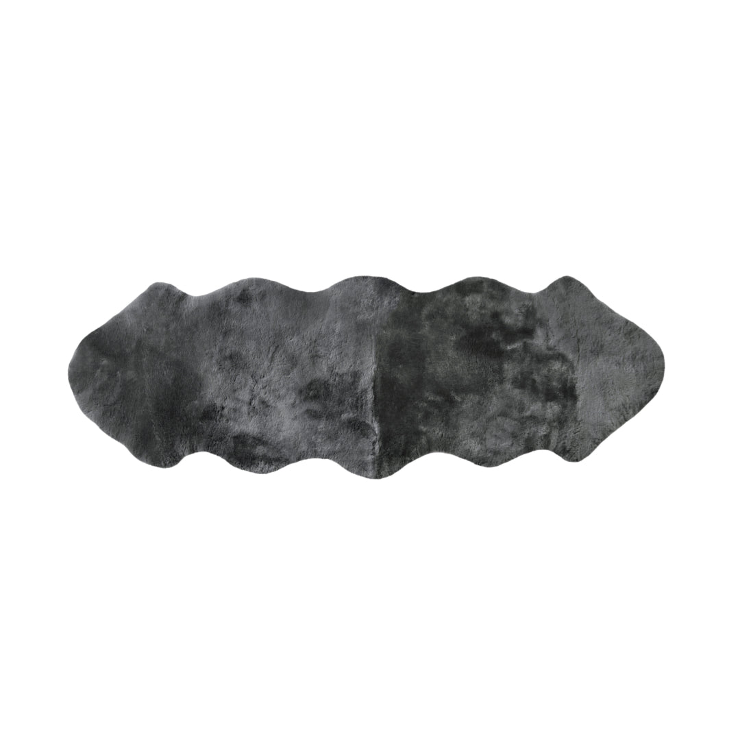 72" X 24" Charcoal Plain Weave Sheepskin Throw Blanket-Throws & Blankets-DECOROLALA