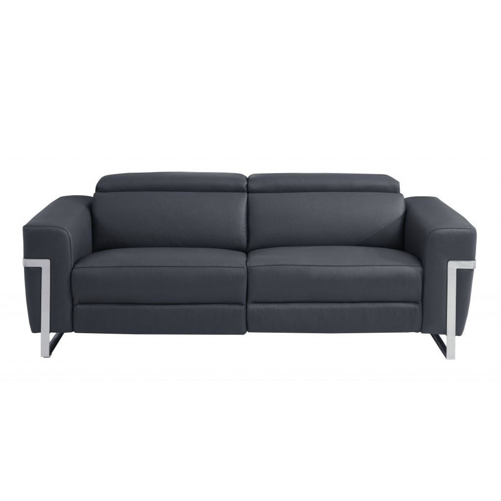 Two Piece Indoor Dark Gray Italian Leather Five Person Seating Set-Seating Sets-DECOROLALA