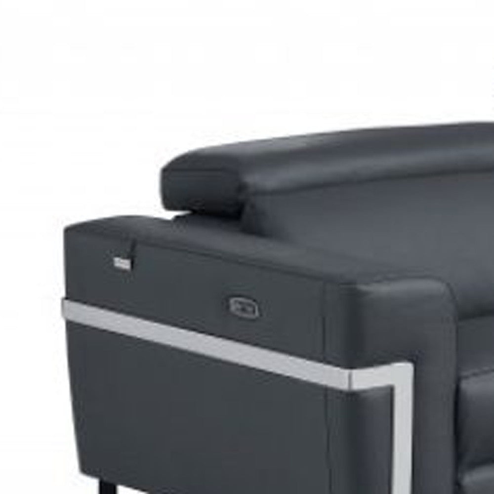 Two Piece Indoor Dark Gray Italian Leather Five Person Seating Set-Seating Sets-DECOROLALA