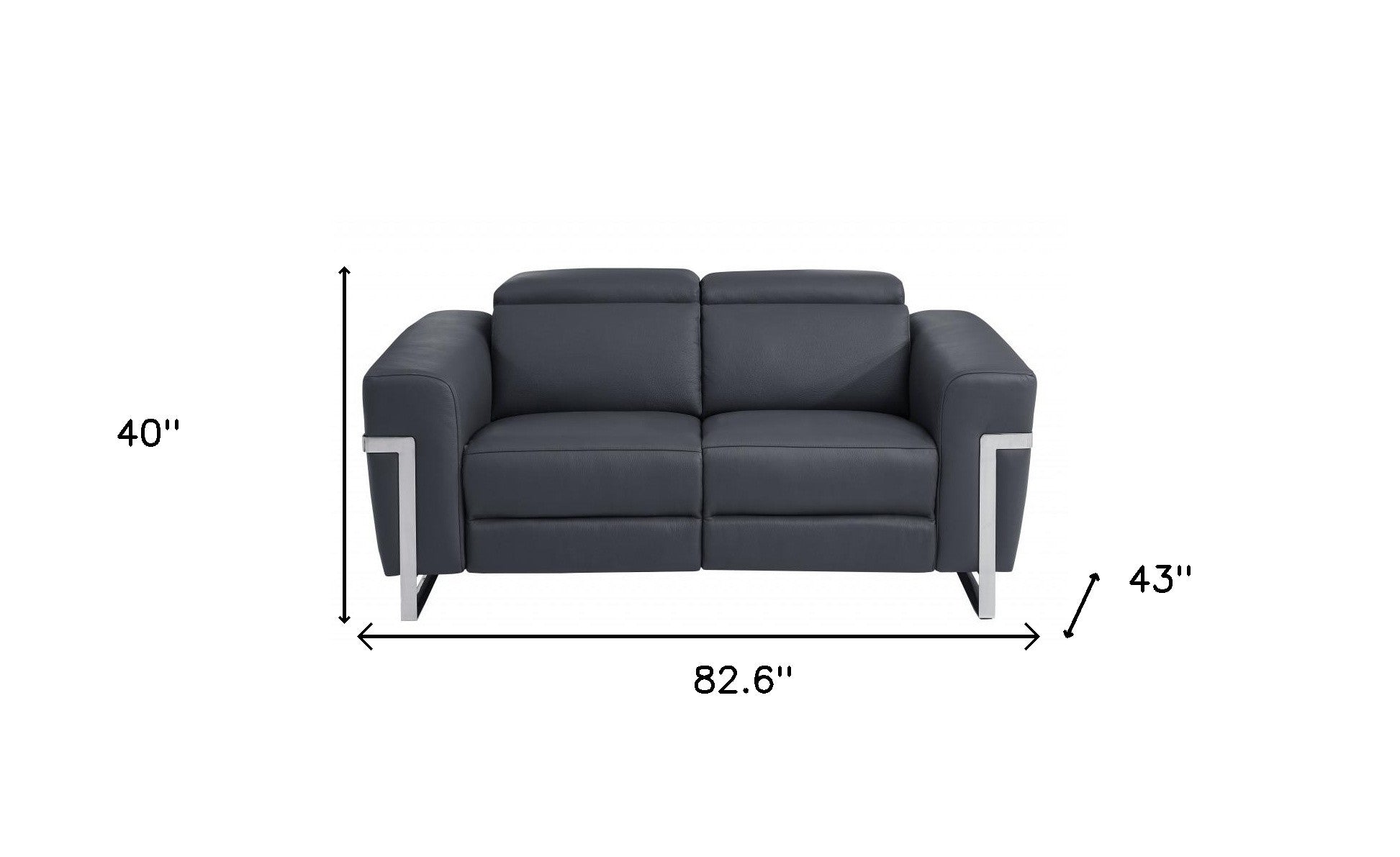 Two Piece Indoor Dark Gray Italian Leather Five Person Seating Set-Seating Sets-DECOROLALA