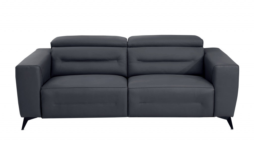 Three Piece Indoor Dark Gray Italian Leather Six Person Seating Set-Seating Sets-DECOROLALA