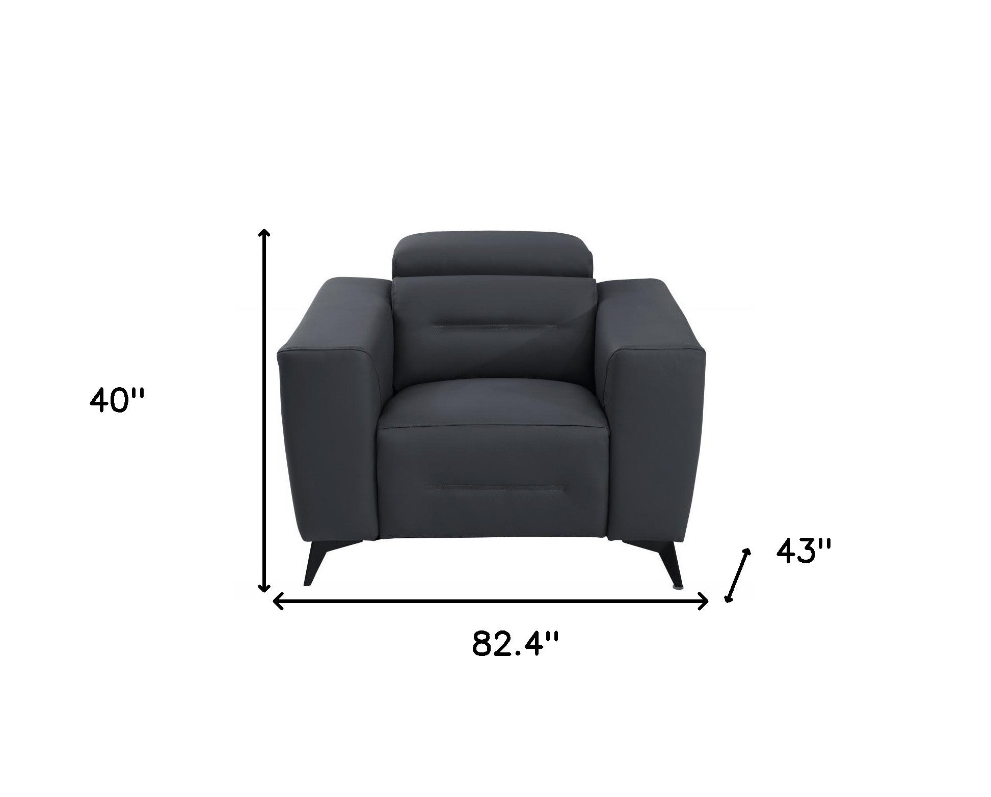 Three Piece Indoor Dark Gray Italian Leather Six Person Seating Set-Seating Sets-DECOROLALA