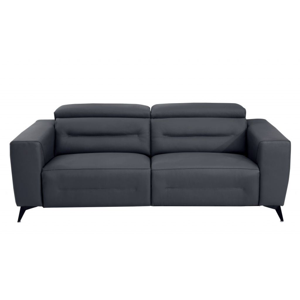 Two Piece Indoor Dark Gray Italian Leather Five Person Seating Set-Seating Sets-DECOROLALA