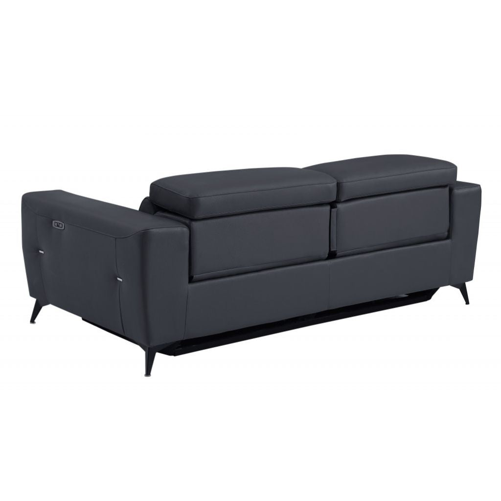 Two Piece Indoor Dark Gray Italian Leather Five Person Seating Set-Seating Sets-DECOROLALA