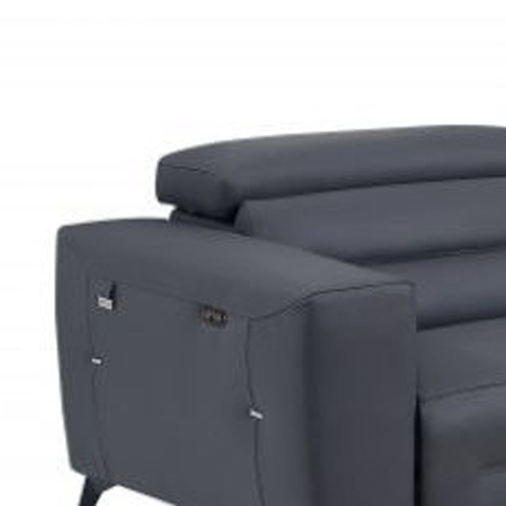 Two Piece Indoor Dark Gray Italian Leather Five Person Seating Set-Seating Sets-DECOROLALA