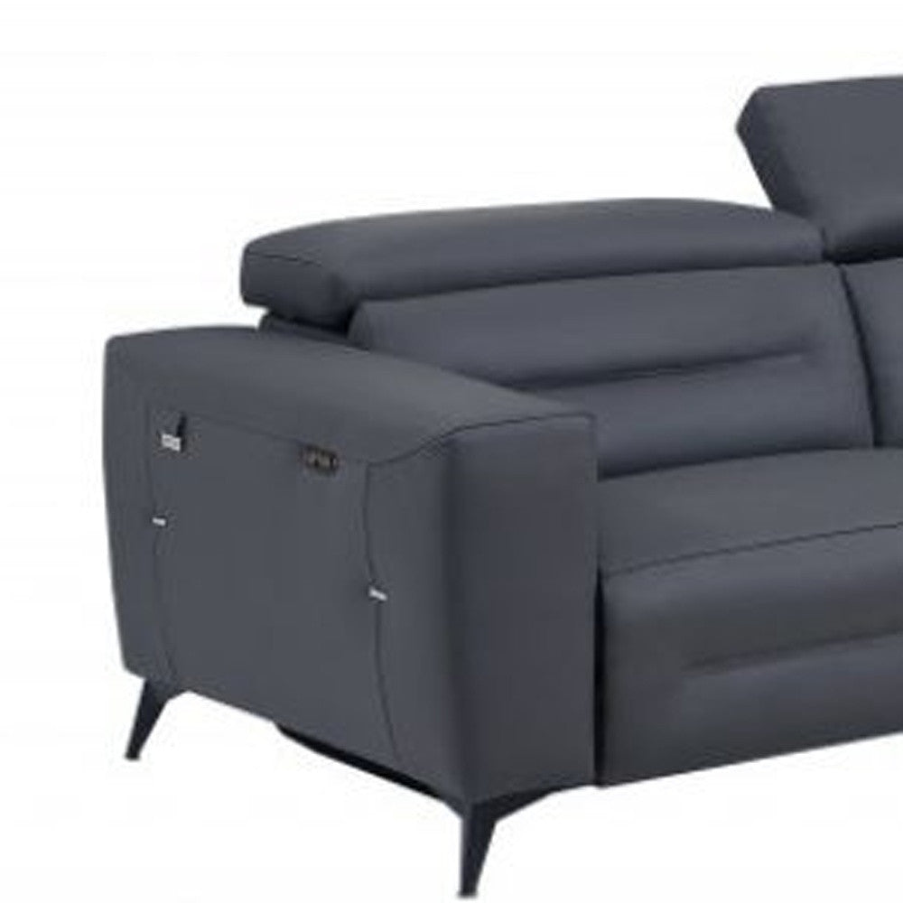 Two Piece Indoor Dark Gray Italian Leather Five Person Seating Set-Seating Sets-DECOROLALA