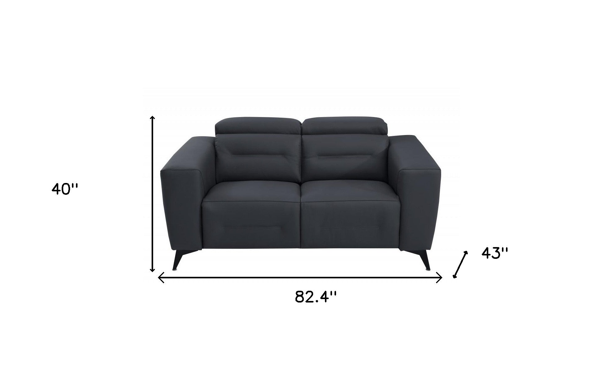 Two Piece Indoor Dark Gray Italian Leather Five Person Seating Set-Seating Sets-DECOROLALA