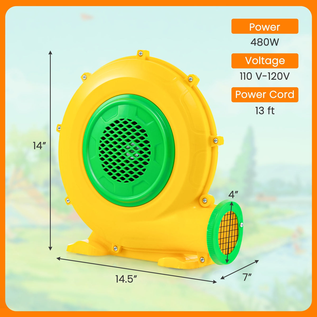 480W Air Blower Air Pump Fan with Convenient Handle and Ground Stakes-480W-Air Blowers-DECOROLALA