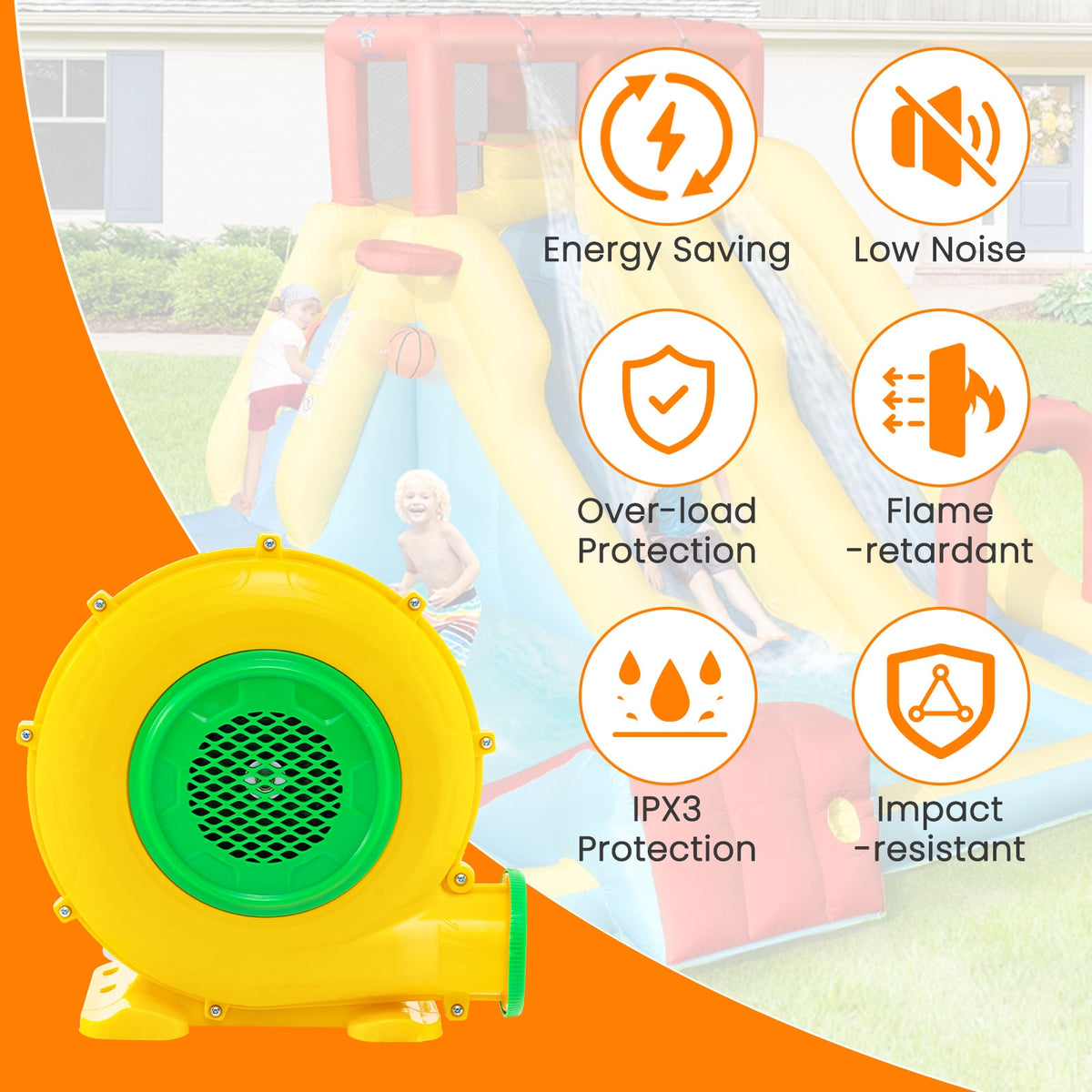 480W Air Blower Air Pump Fan with Convenient Handle and Ground Stakes-480W-Air Blowers-DECOROLALA