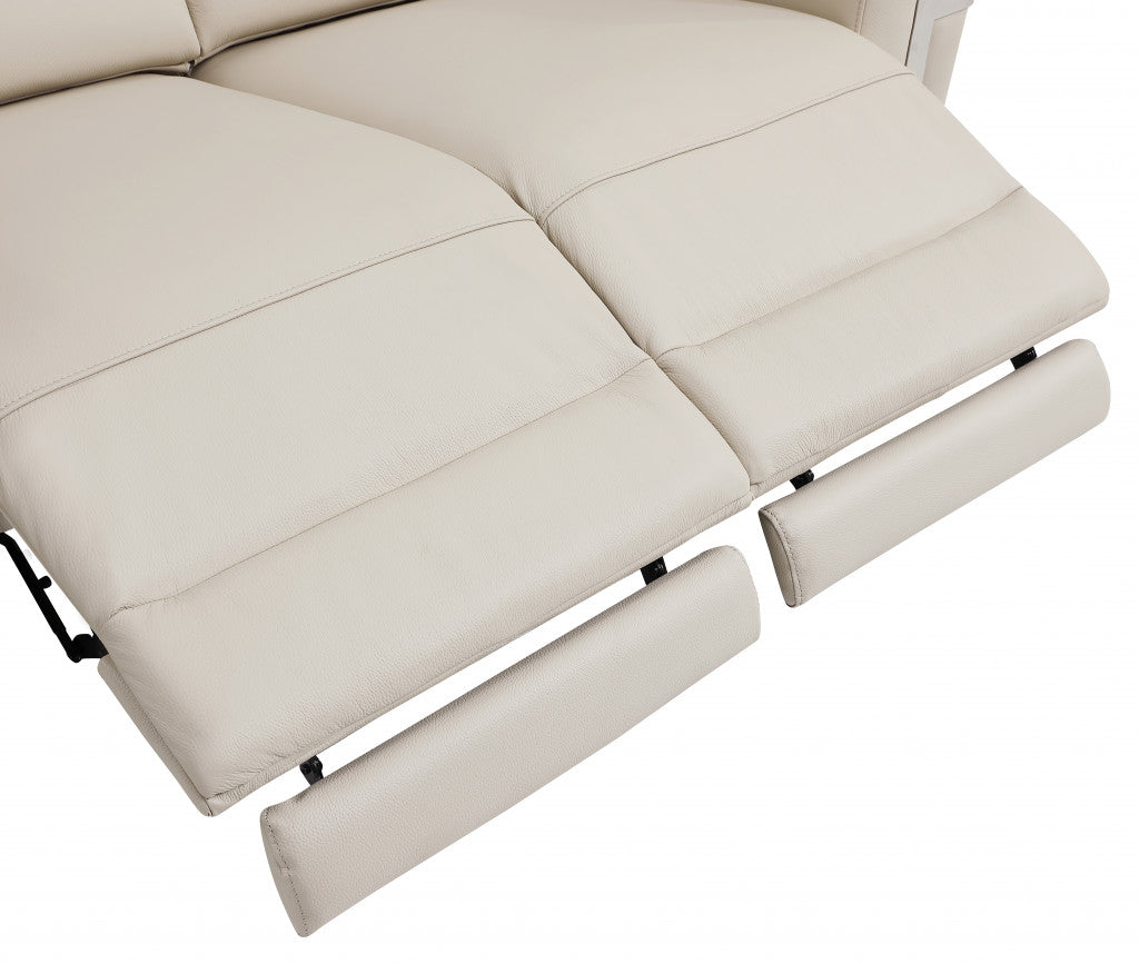 41" Beige Italian Leather Power Recliner Chair-Recliners-DECOROLALA
