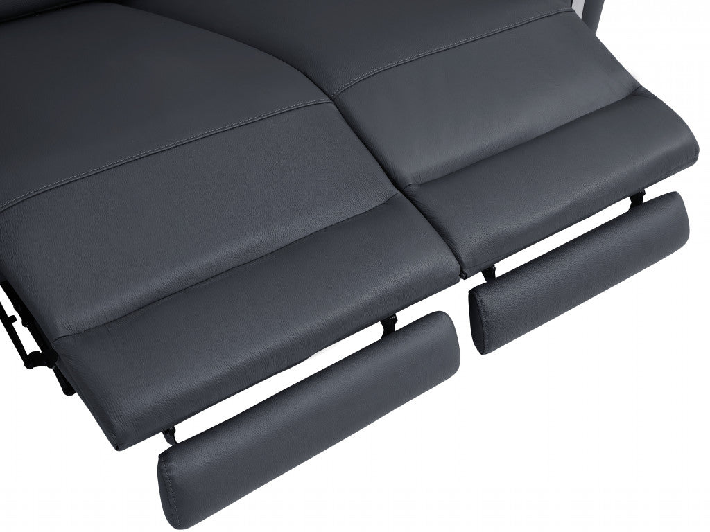 41" Dark Gray Italian Leather Power Recliner Chair-Recliners-DECOROLALA