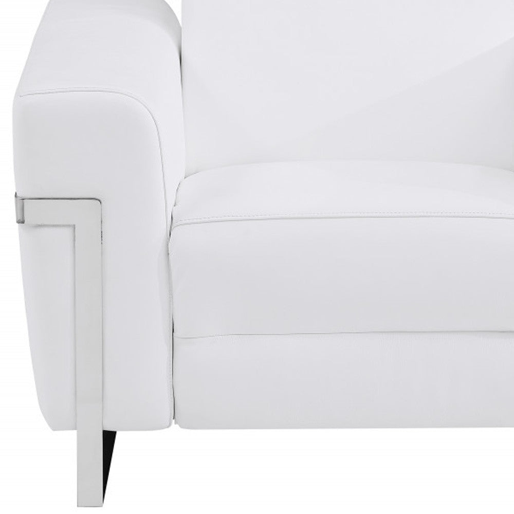 41" White Italian Leather Power Recliner Chair-Recliners-DECOROLALA