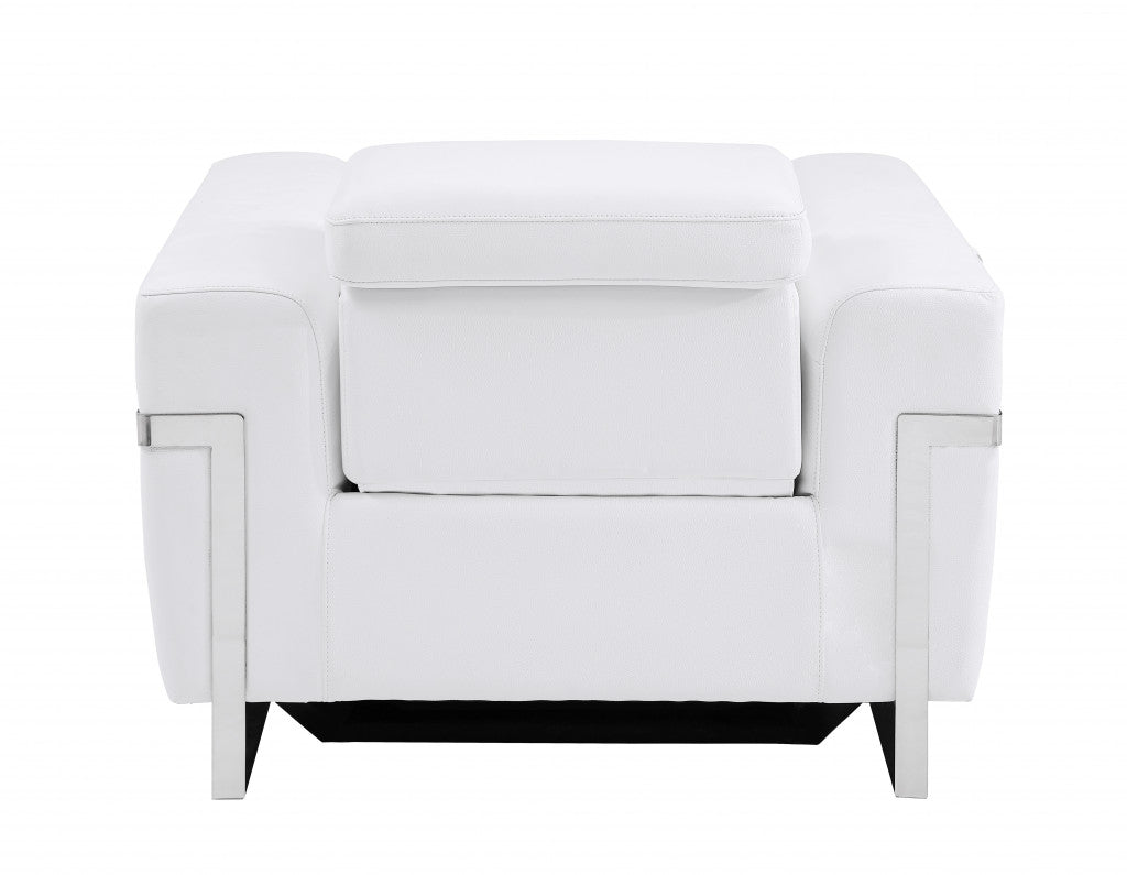 41" White Italian Leather Power Recliner Chair-Recliners-DECOROLALA
