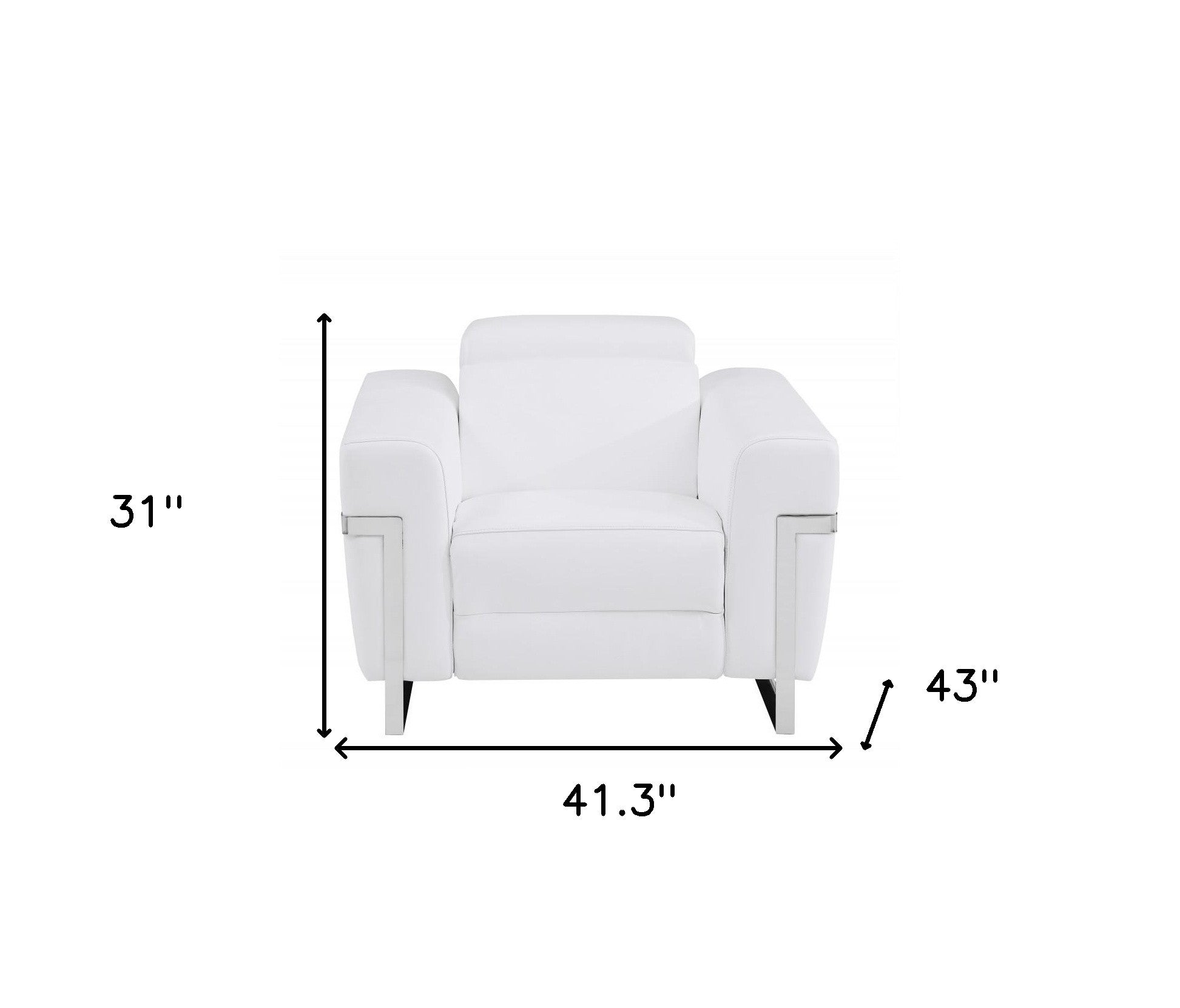 41" White Italian Leather Power Recliner Chair-Recliners-DECOROLALA