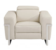 41" Beige Italian Leather Power Recliner Chair-Recliners-DECOROLALA