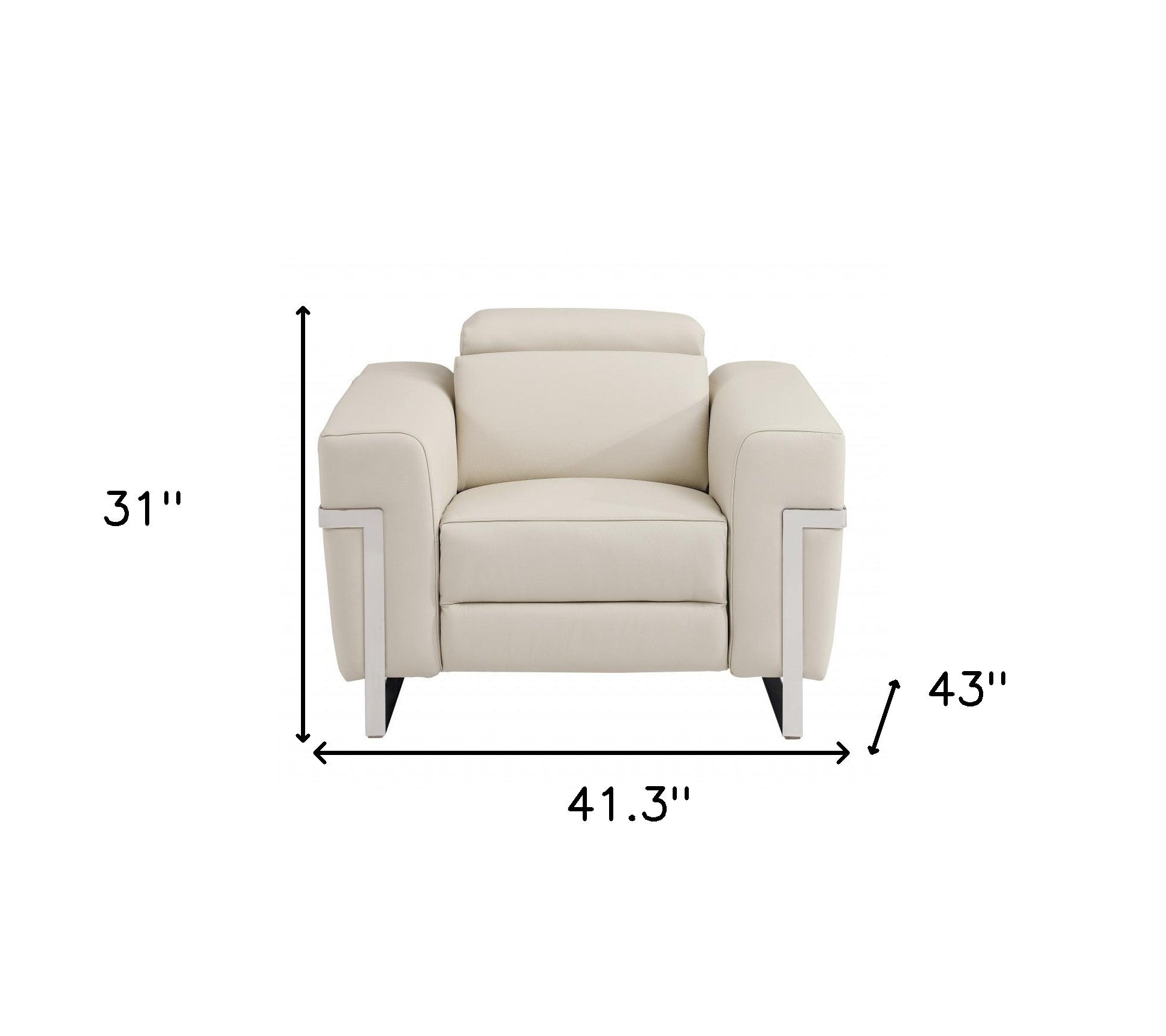 41" Beige Italian Leather Power Recliner Chair-Recliners-DECOROLALA