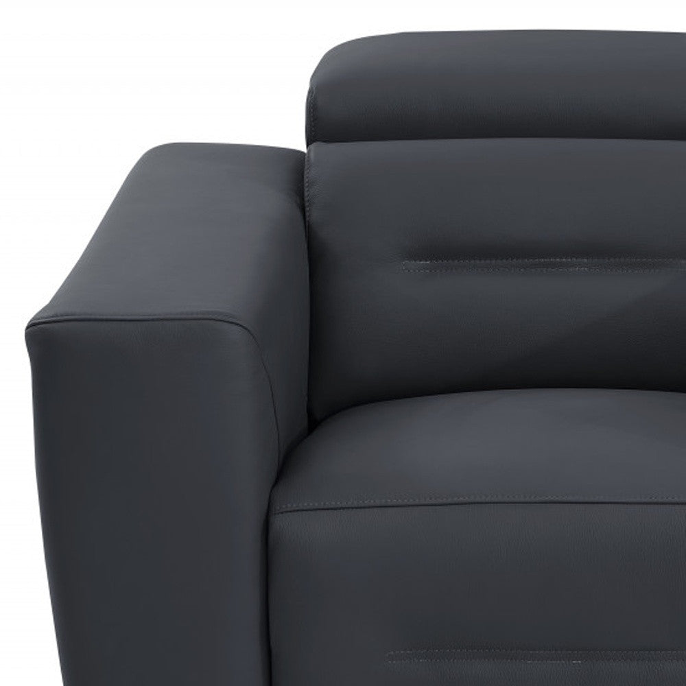 41" Dark Gray Italian Leather Power Recliner Chair-Recliners-DECOROLALA