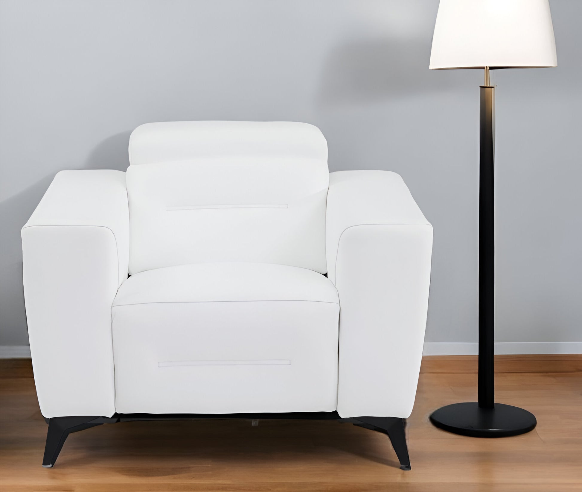 41" White Italian Leather Power Recliner Chair-Recliners-DECOROLALA