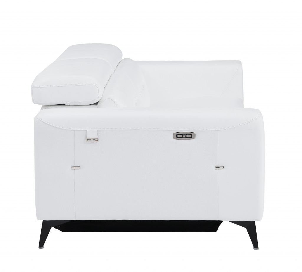 41" White Italian Leather Power Recliner Chair-Recliners-DECOROLALA