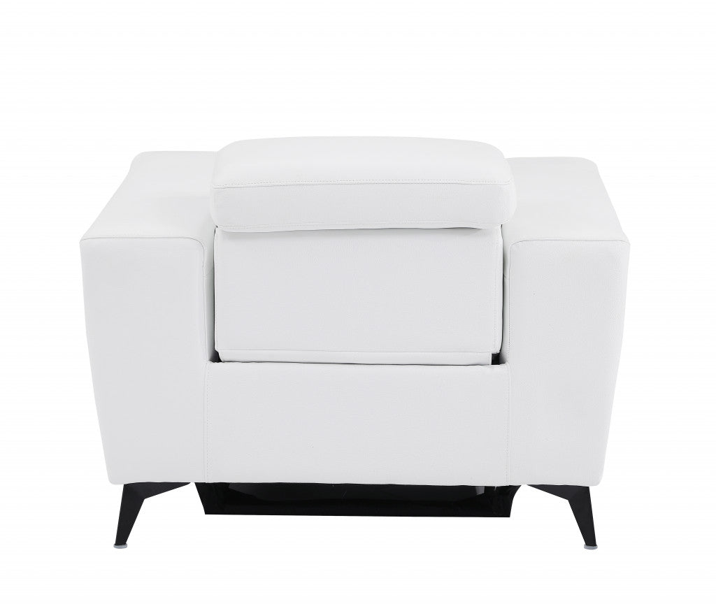 41" White Italian Leather Power Recliner Chair-Recliners-DECOROLALA