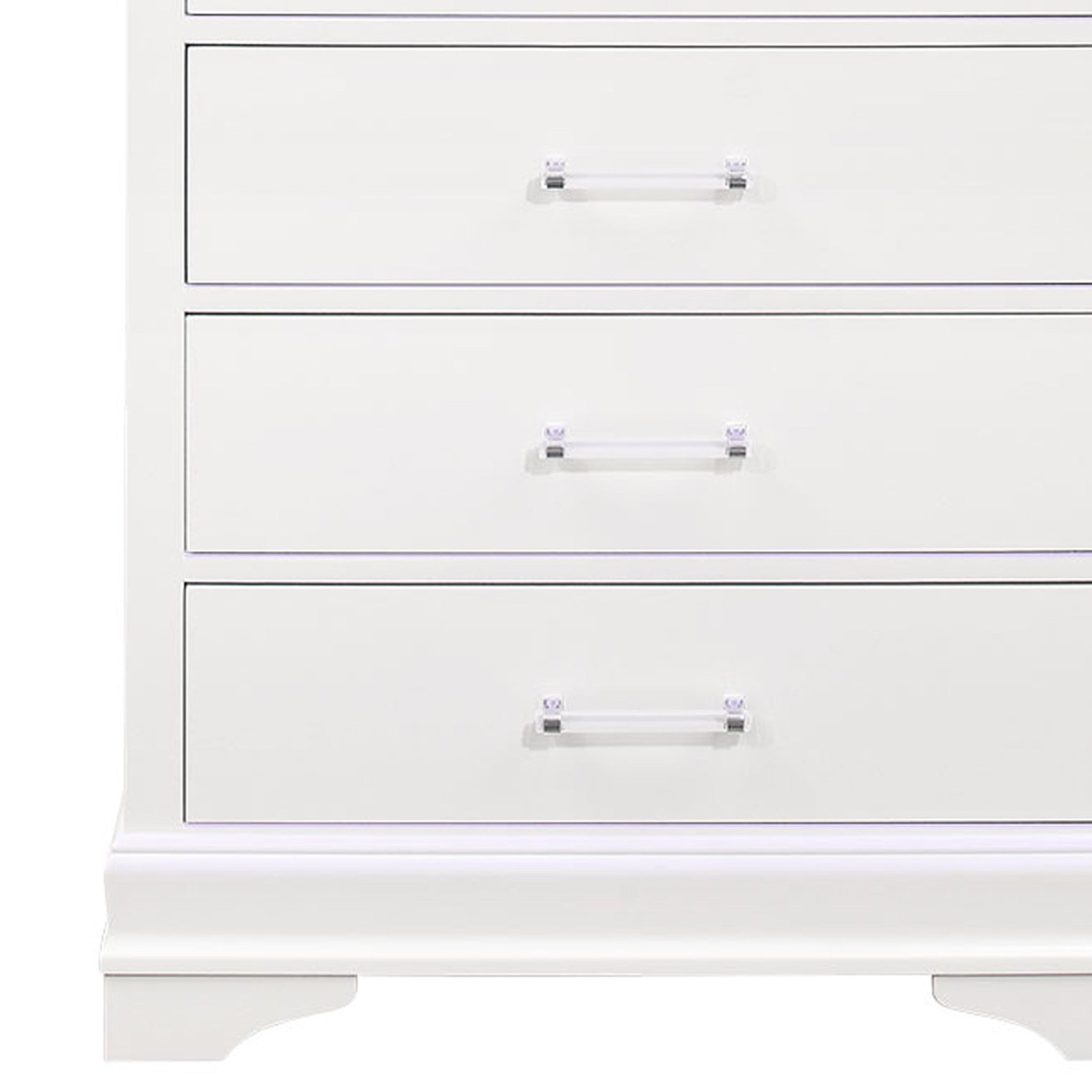 16" White Solid Wood Five Drawer Chest with LED Lighting-5