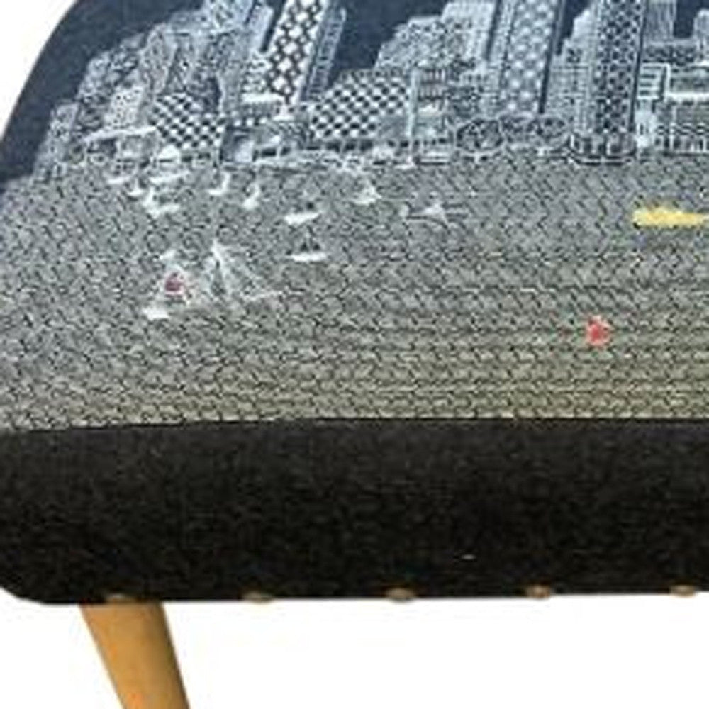 38" Gray Wool and Brown Ottoman-Ottomans-DECOROLALA