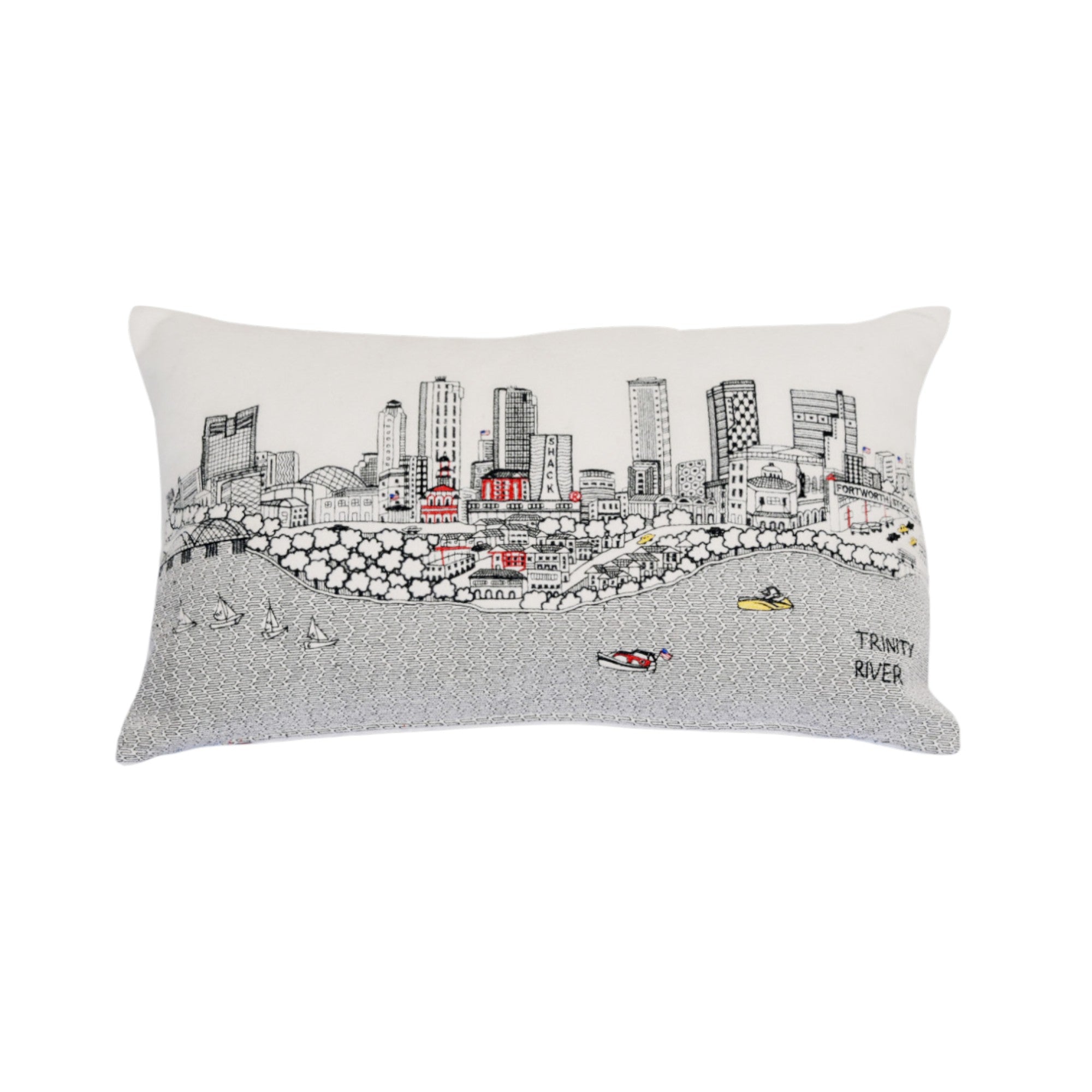14" X 24" Cream Hometown Pride Wool Lumbar Throw Pillow-Accent Throw Pillows-DECOROLALA