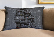 14" X 24" Black Gray and White Hometown Pride Wool Lumbar Throw Pillow-Accent Throw Pillows-DECOROLALA