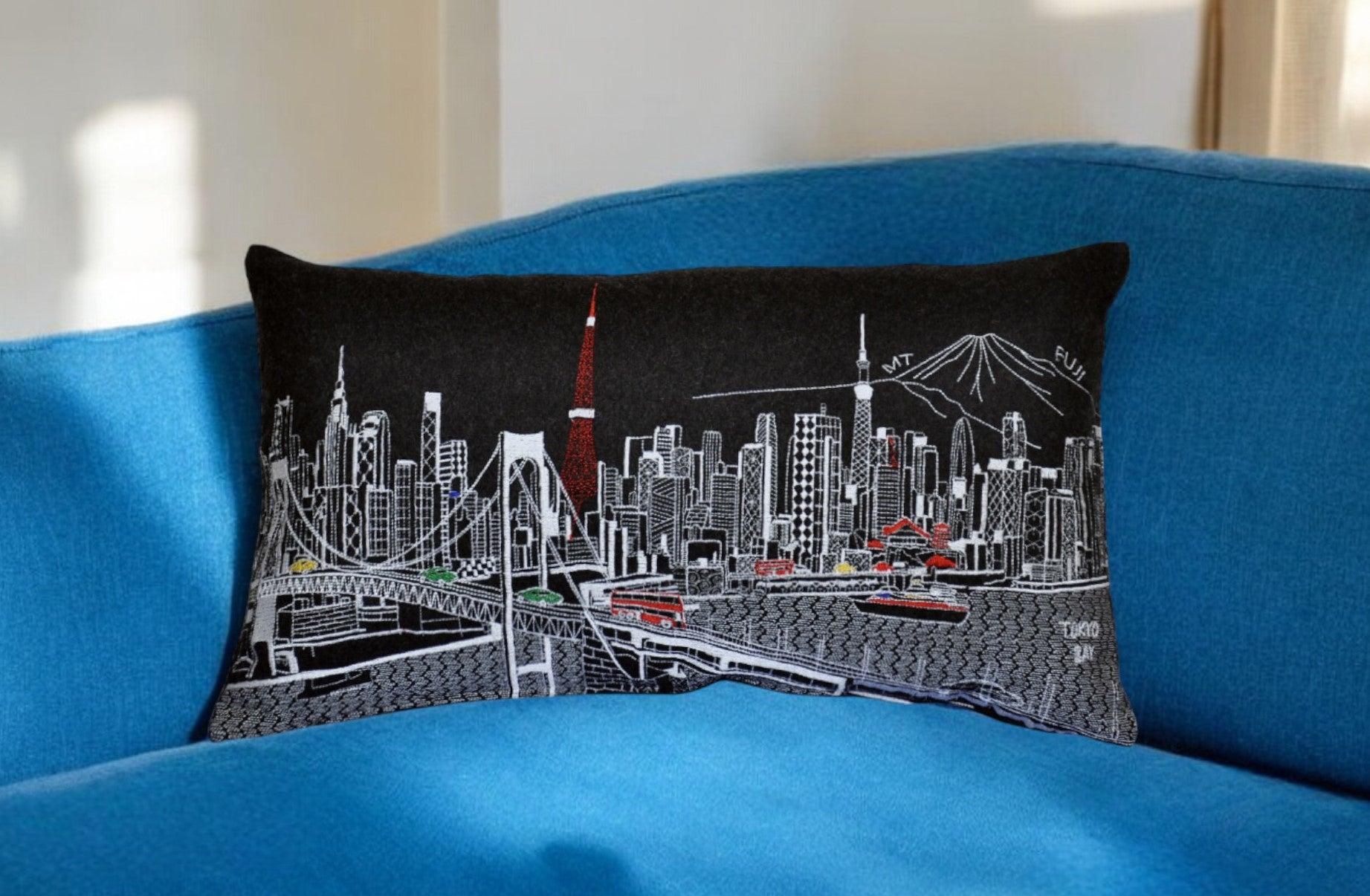 14" X 24" Black Gray and White Hometown Pride Wool Lumbar Throw Pillow-Accent Throw Pillows-DECOROLALA